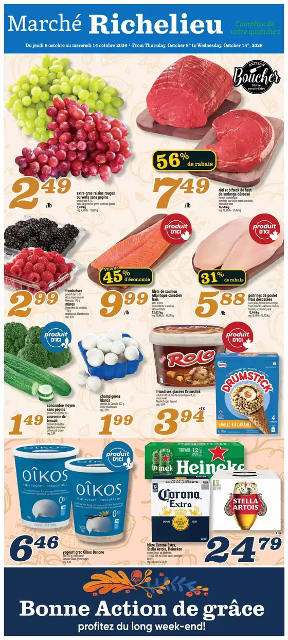 Marché Richelieu catalogue | Du jeudi 8 octobre au mercredi 14 octobre 2026 | 2026-10-08T00:00:00.000Z - 2026-10-14T00:00:00.000Z