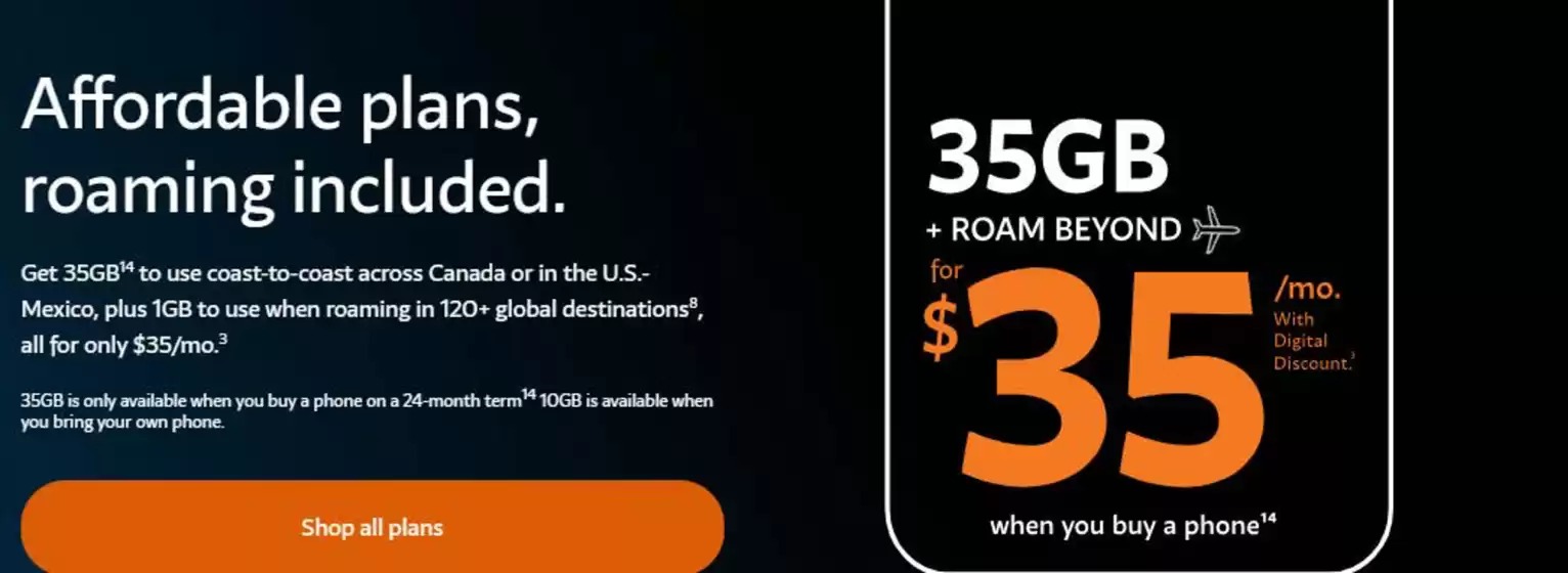 Freedom Mobile catalogue | For 35 $/mo with digital discount | 2026-10-19T00:00:00.000Z - 2026-10-21T00:00:00.000Z