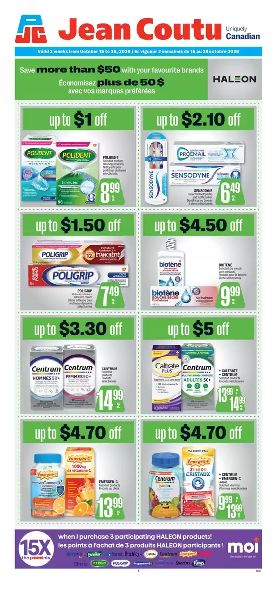 Jean Coutu catalogue | Attractive special offers for everyone | 2026-10-15T00:00:00.000Z - 2026-10-28T00:00:00.000Z