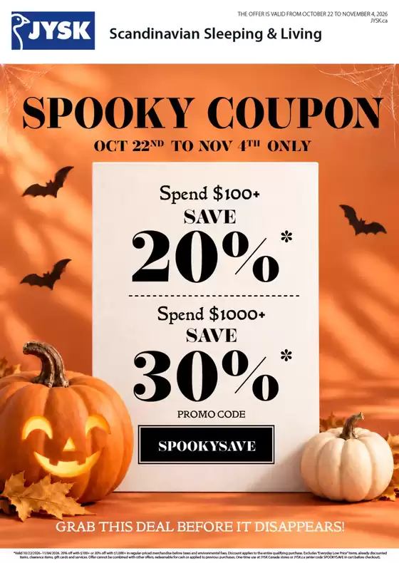 JYSK catalogue | Spend $1000+ save 30% | 2026-10-22T00:00:00.000Z - 2026-11-04T00:00:00.000Z