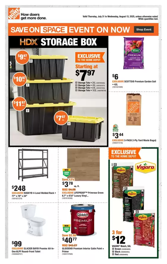 Home Depot catalogue in Markham | Great discounts on selected products | 2025-07-31T00:00:00.000Z - 2025-08-13T00:00:00.000Z