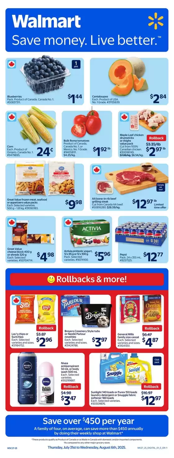 Walmart catalogue in Brooks | Walmart flyer | 2025-07-31T00:00:00.000Z - 2025-08-06T00:00:00.000Z