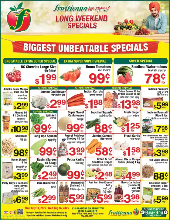 Fruiticana catalogue in Barrie | Long weekend specials  | 2025-08-01T00:00:00.000Z - 2025-08-06T00:00:00.000Z