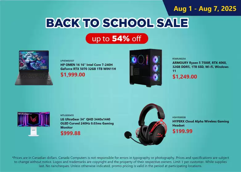 Canada Computers catalogue in Neguac | Back to school sale  | 2025-08-05T00:00:00.000Z - 2025-08-07T00:00:00.000Z