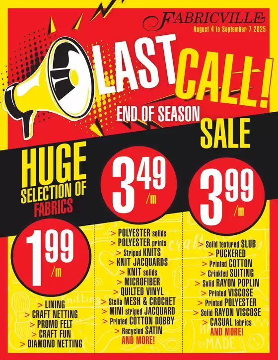 Fabricville catalogue in Souris MB | End of season sale  | 2025-08-06T00:00:00.000Z - 2025-09-07T00:00:00.000Z