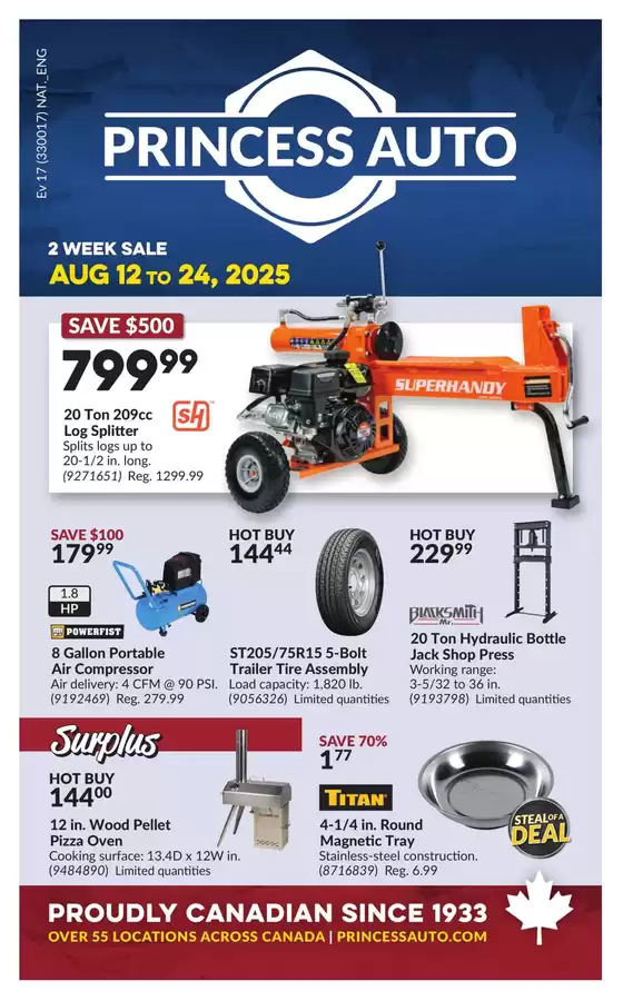Princess Auto catalogue in Wolfville | Current special promotions | 2025-08-12T00:00:00.000Z - 2025-08-24T00:00:00.000Z