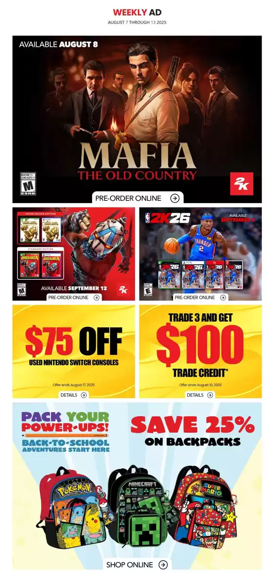 Game Stop catalogue in Leduc | Game Stop Weekly ad | 2025-08-07T00:00:00.000Z - 2025-08-13T00:00:00.000Z