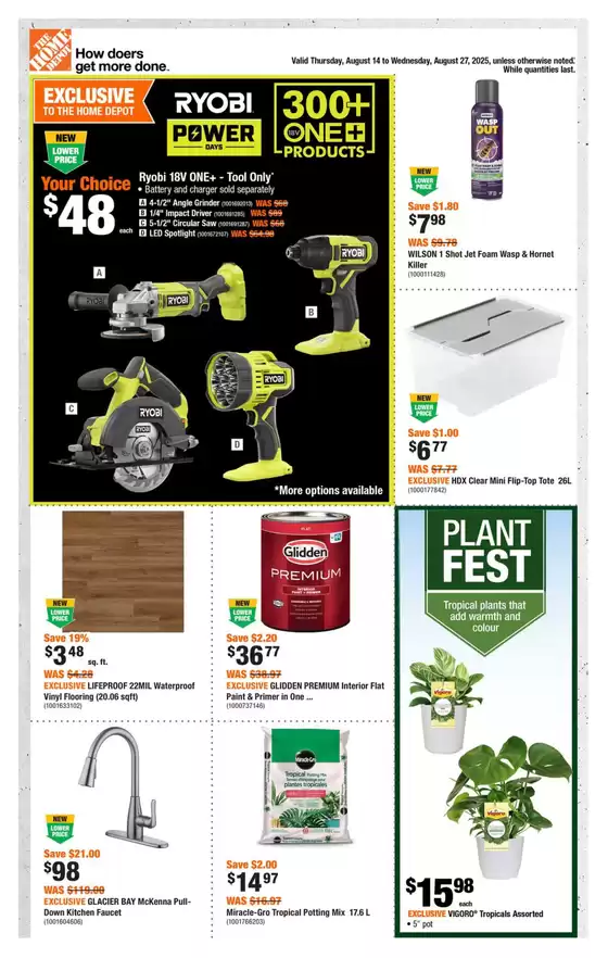 Home Depot catalogue in Greenwood | Current bargains and offers | 2025-08-14T00:00:00.000Z - 2025-08-27T00:00:00.000Z