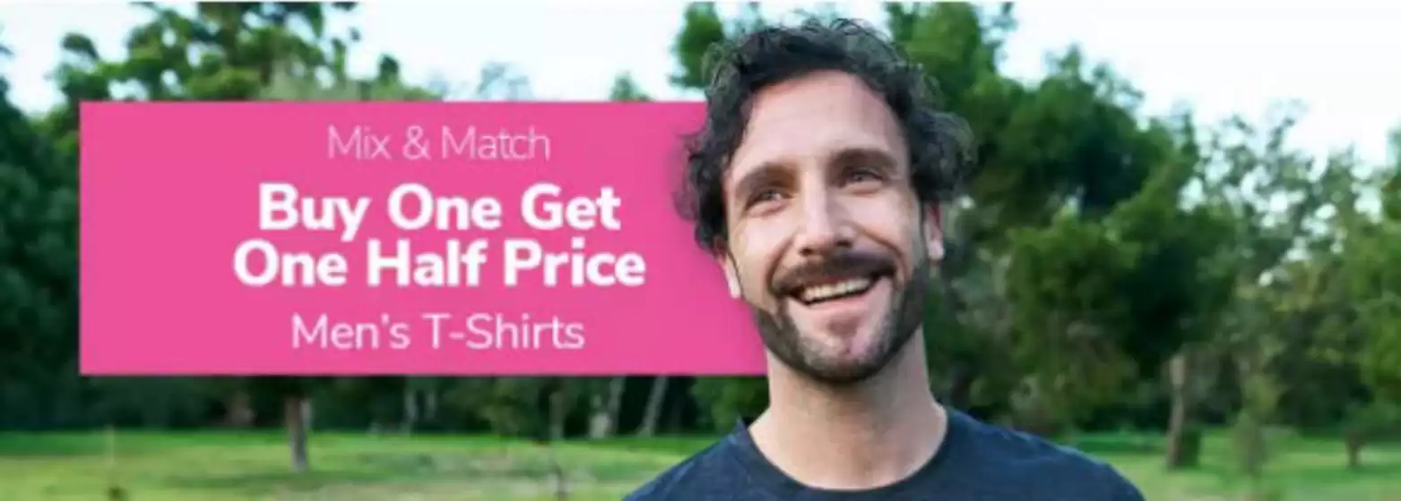 Buy One Get One Half Price.
