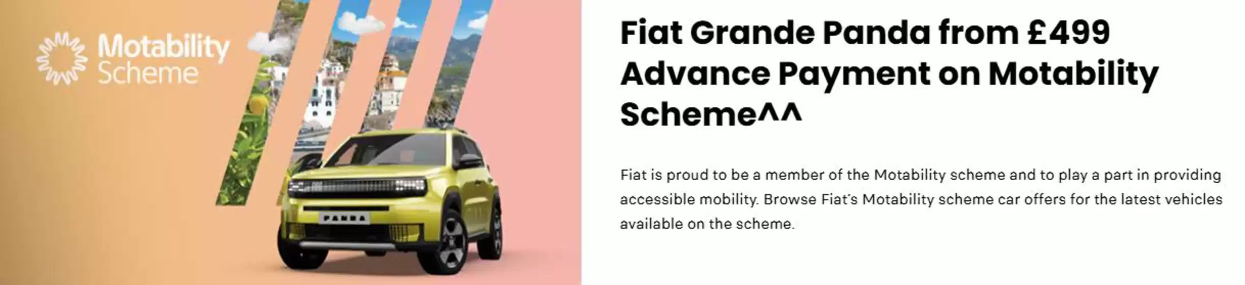 Fiat Grande Panda from £499 Advance Payment on Motability Scheme