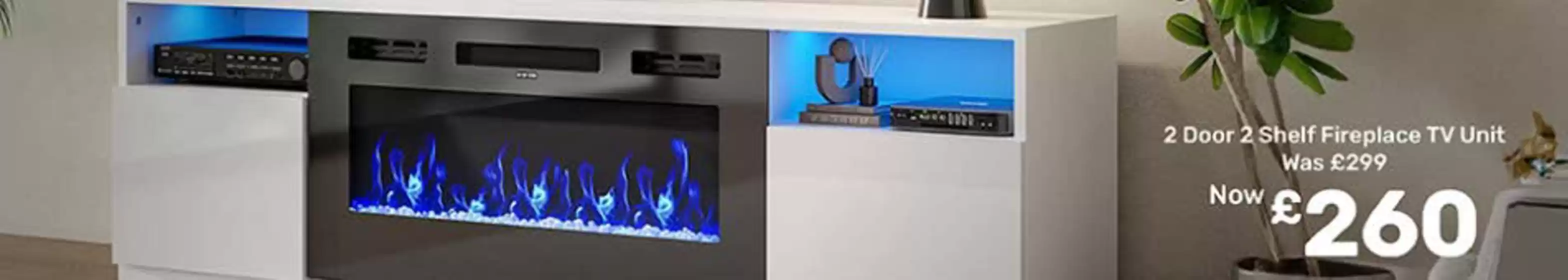 2 Door 2 SHelf Fireplace TV Unit 