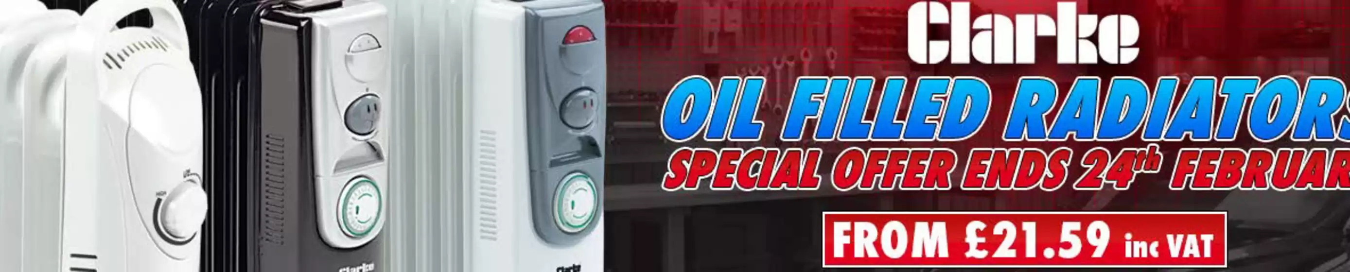Machine Mart catalogue in Brechin | Clarke Oil Filled Radiators Special Offers | 2026-01-27T00:00:00.000Z - 2026-02-24T00:00:00.000Z