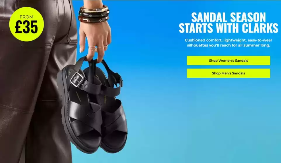 Clarks catalogue in Trafford | Sandals Season Starts With Clarks | 2026-03-25T00:00:00.000Z - 2026-04-12T00:00:00.000Z