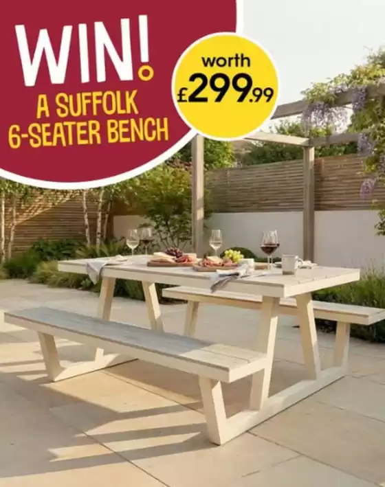 Wilko catalogue | Win! A Suffolk G-Seater Bench | 2026-05-22T00:00:00.000Z - 2026-06-08T00:00:00.000Z