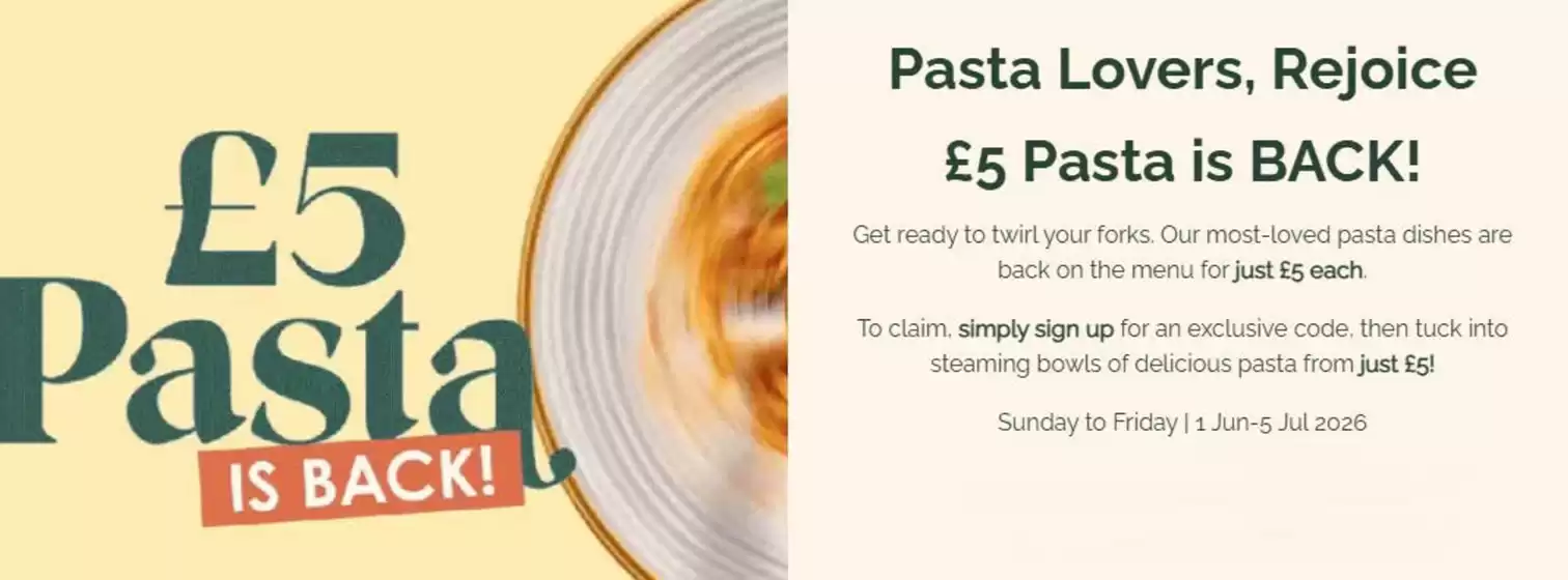 Bella Italia catalogue in Manchester | Pasta Lovers, Rejoice | 2026-07-01T00:00:00.000Z - 2026-07-05T00:00:00.000Z