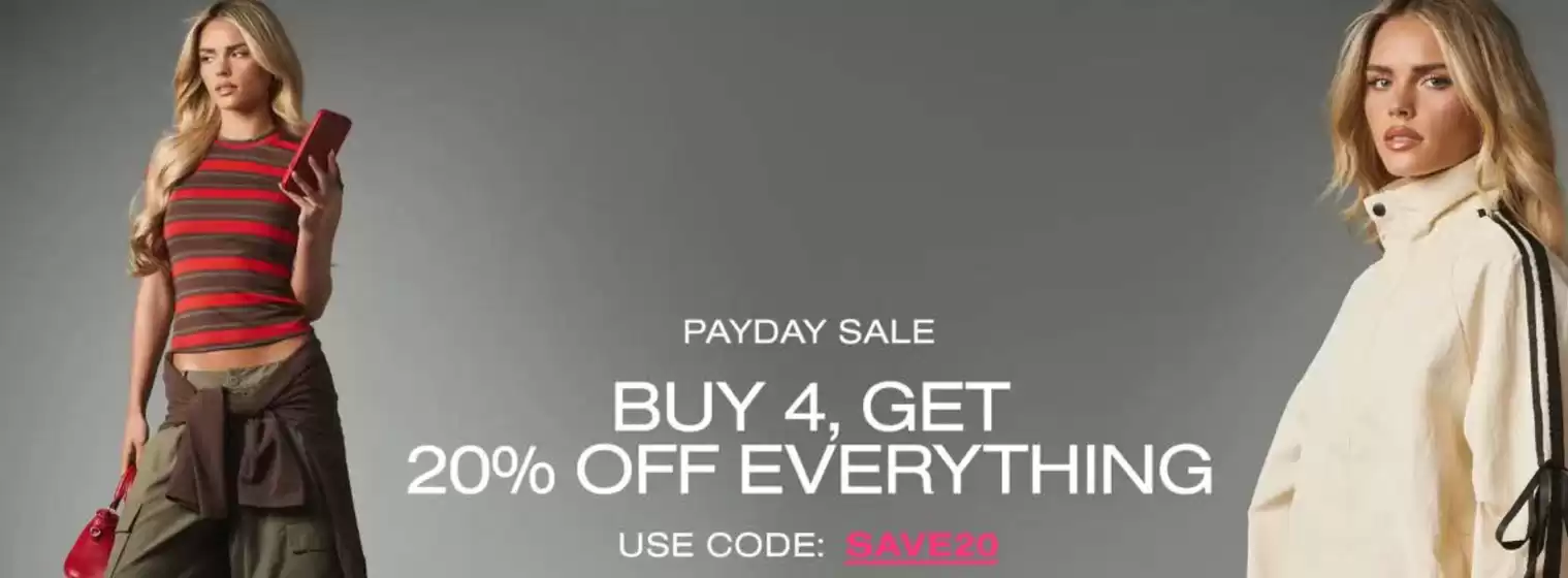 Missguided catalogue | Buy 4 , Get 20% Off Everything | 2026-09-01T00:00:00.000Z - 2026-09-16T00:00:00.000Z