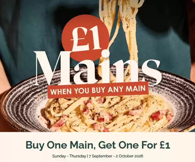 Bella Italia catalogue | Buy one main, Get One For £1 | 2026-09-09T00:00:00.000Z - 2026-10-02T00:00:00.000Z