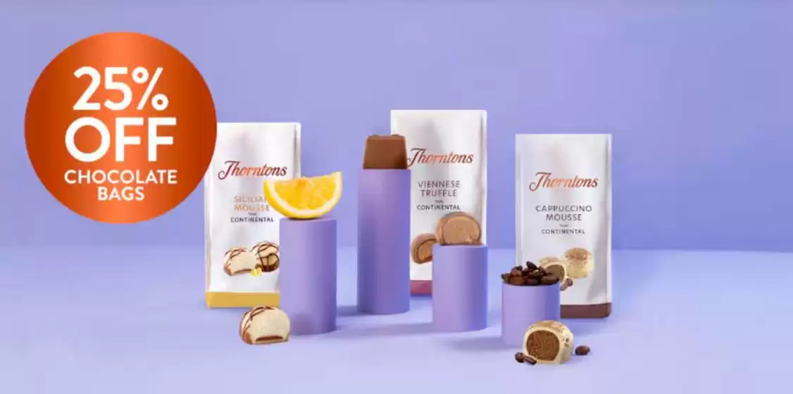 Thorntons catalogue | 25% Off Chocolate Bags | 2026-09-10T00:00:00.000Z - 2026-10-01T00:00:00.000Z
