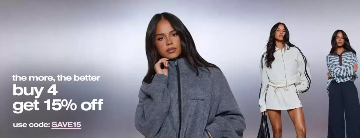 Missguided catalogue | Buy 4 Get 15% Off | 2026-09-17T00:00:00.000Z - 2026-10-10T00:00:00.000Z