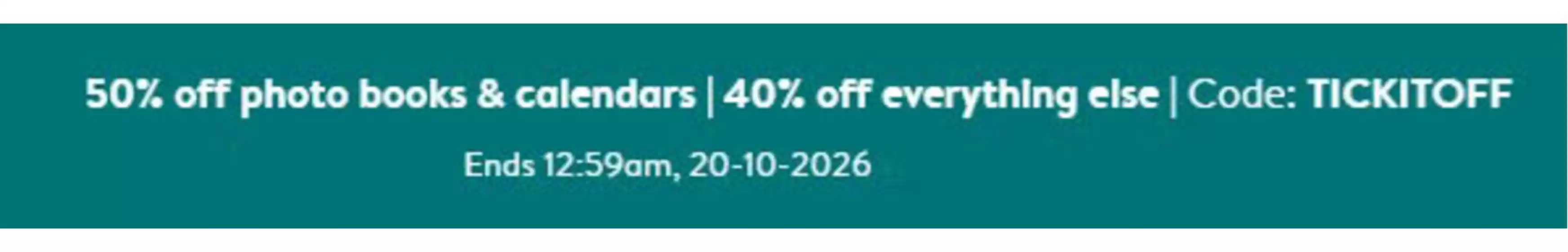 Photobox catalogue |  50% OFF PHOTO BOOKS & CALENDARS | 40% OFF EVERYTHING ELSE  | 2026-10-16T00:00:00.000Z - 2026-10-20T00:00:00.000Z