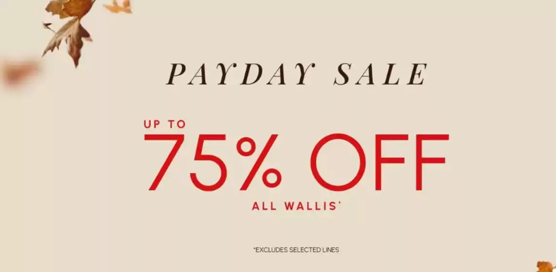 Wallis catalogue | Up To 75% Off!!! | 2026-10-30T00:00:00.000Z - 2026-11-17T00:00:00.000Z