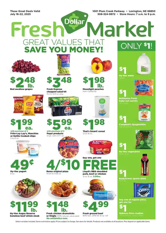 Hy-Vee catalogue in Falls City NE | Dollar Fresh | 2025-07-16T00:00:00.000Z - 2025-07-22T00:00:00.000Z
