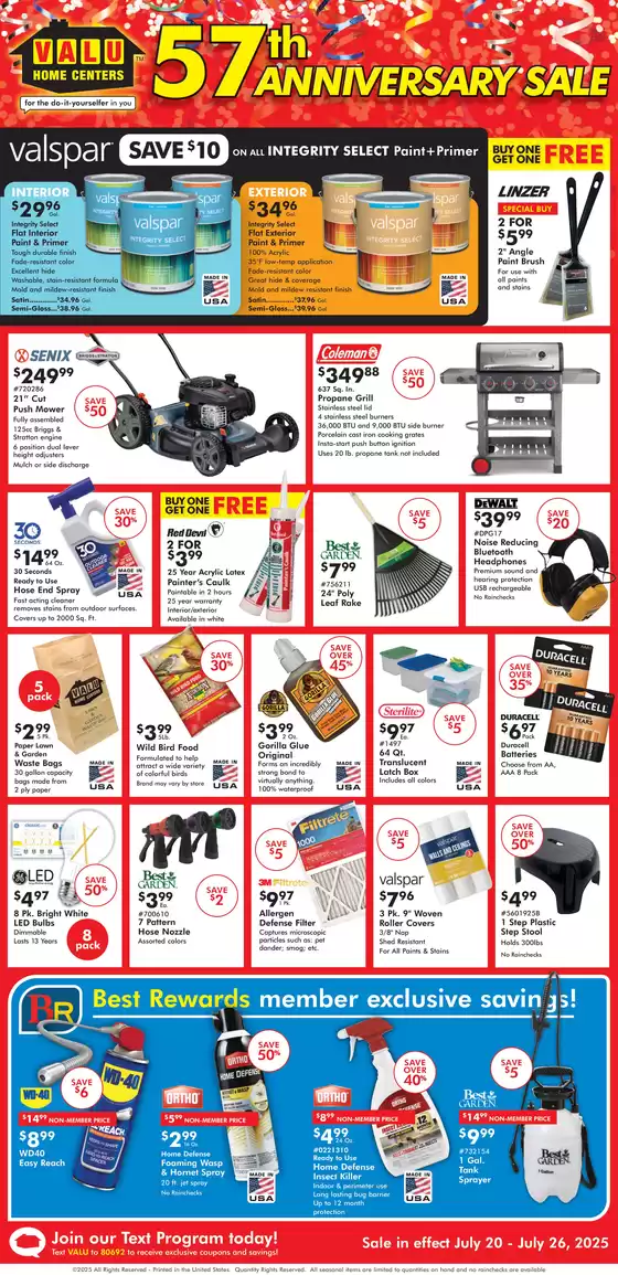 Valu Home Centers catalogue in Mason WV | Valu Home Centers weekly ad | 2025-07-20T00:00:00.000Z - 2025-07-26T00:00:00.000Z
