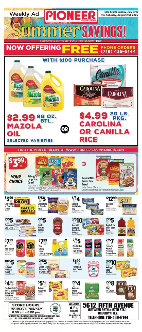 Pioneer Supermarkets catalogue in Millington MD | Current special promotions | 2025-07-27T00:00:00.000Z - 2025-08-02T00:00:00.000Z