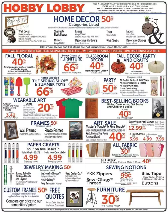 Hobby Lobby catalogue in Linden MI | Hobby Lobby Weekly ad | 2025-07-27T00:00:00.000Z - 2025-08-02T00:00:00.000Z