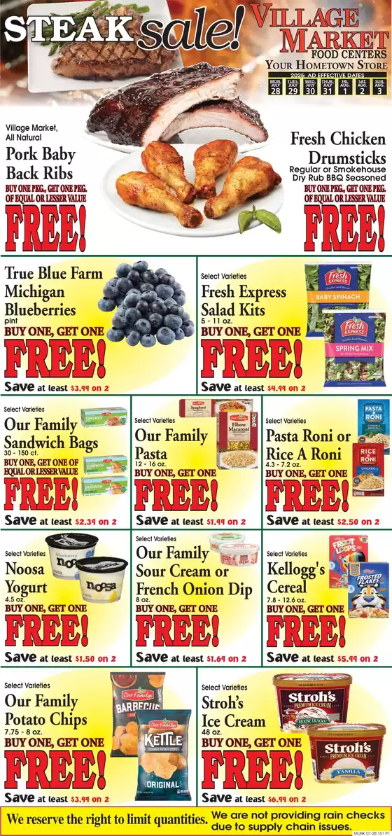 Village Market Food Centers catalogue in Hazel Green KY | Our best offers for you | 2025-07-28T00:00:00.000Z - 2025-08-03T00:00:00.000Z