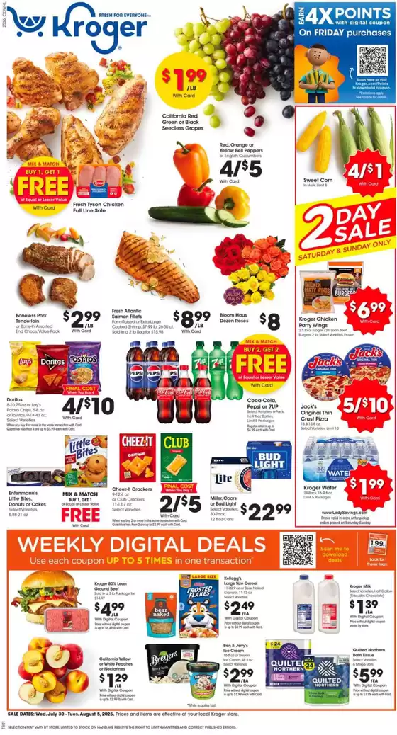 Kroger catalogue in Lockport NY | Current deals and offers | 2025-07-30T00:00:00.000Z - 2025-08-05T00:00:00.000Z