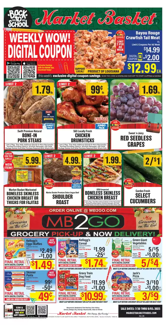Market Basket catalogue in Bakersfield CA | Discover attractive offers | 2025-07-30T00:00:00.000Z - 2025-08-05T00:00:00.000Z