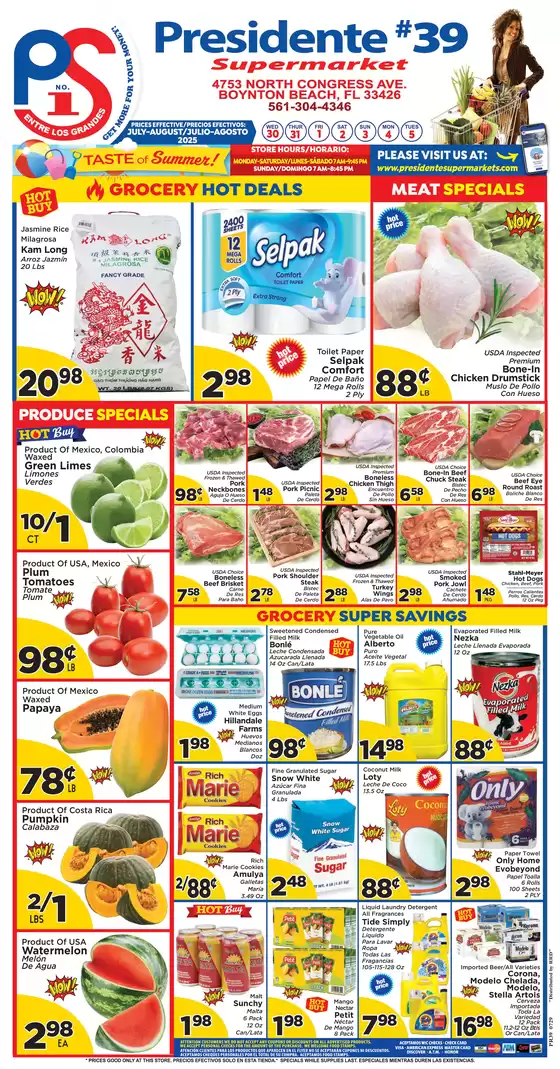 Presidente catalogue in Daytona Beach FL | Attractive special offers for everyone | 2025-07-01T00:00:00.000Z - 2025-08-31T00:00:00.000Z