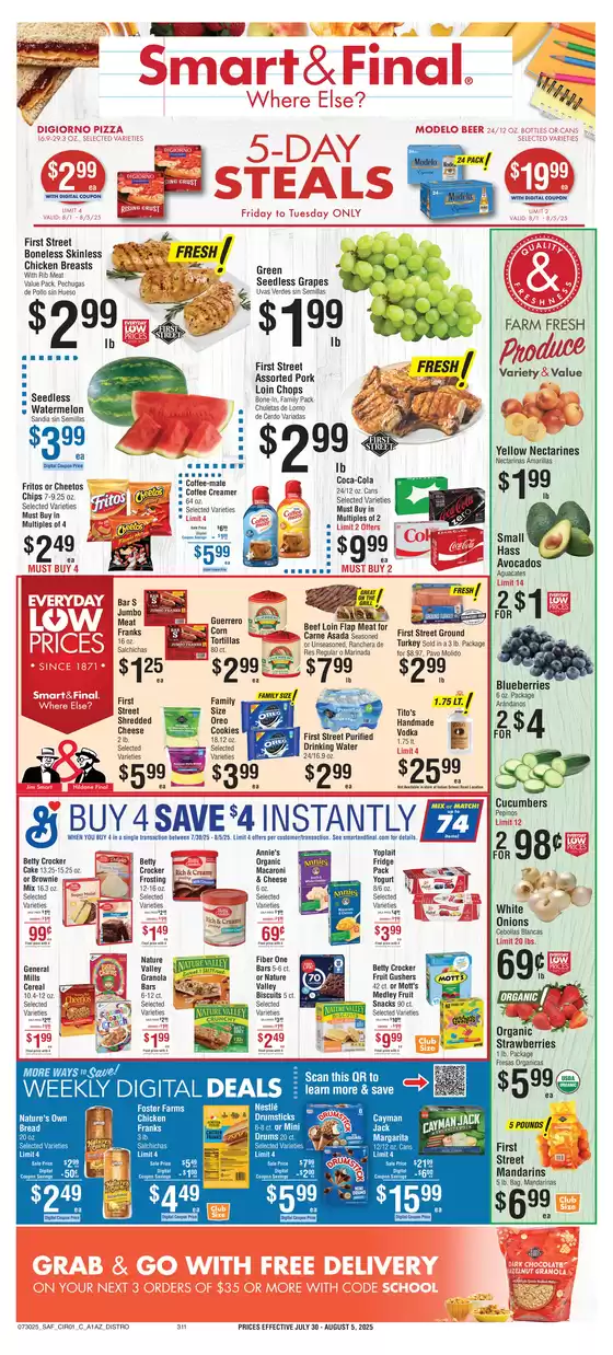 Smart & Final catalogue in Foster City CA | Our best bargains | 2025-08-01T00:00:00.000Z - 2025-08-05T00:00:00.000Z