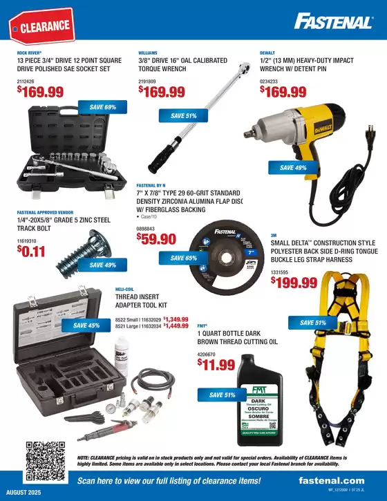 Fastenal August Clearance Flyer