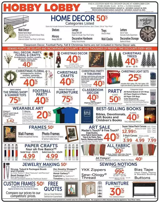 Hobby Lobby catalogue in Stuarts Draft VA | Hobby Lobby Weekly ad | 2025-08-10T00:00:00.000Z - 2025-08-16T00:00:00.000Z