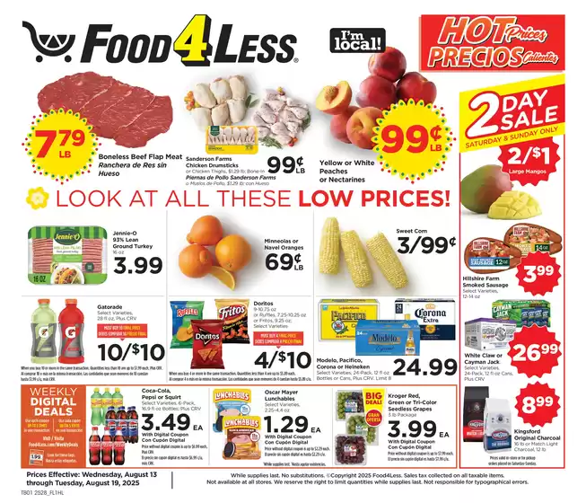 Food 4 Less catalogue in Milo ME | Current bargains and offers | 2025-08-13T00:00:00.000Z - 2025-08-19T00:00:00.000Z
