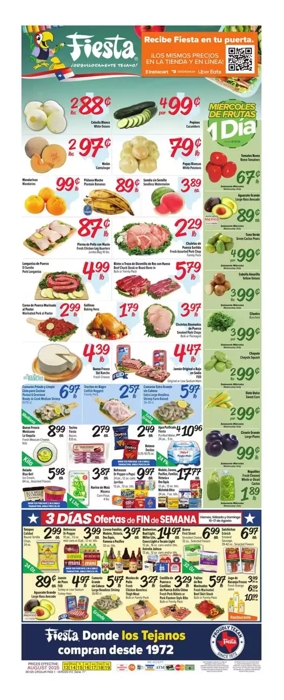 Fiesta Mart catalogue in Corsicana TX | Current bargains and offers | 2025-08-13T00:00:00.000Z - 2025-08-19T00:00:00.000Z