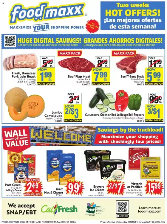 Foodmaxx catalogue in Corsicana TX | Discounts and promotions | 2025-08-13T00:00:00.000Z - 2025-08-26T00:00:00.000Z