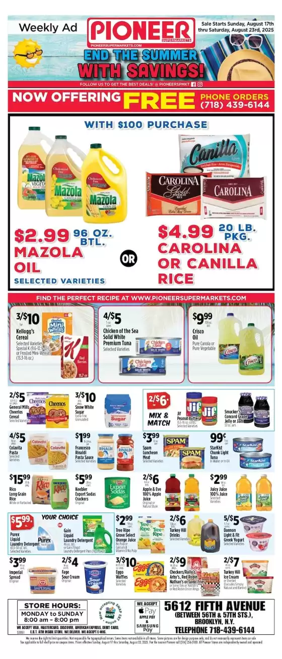 Pioneer Supermarkets catalogue in Del Rey Oaks CA | Top deals for all customers | 2025-08-17T00:00:00.000Z - 2025-08-23T00:00:00.000Z