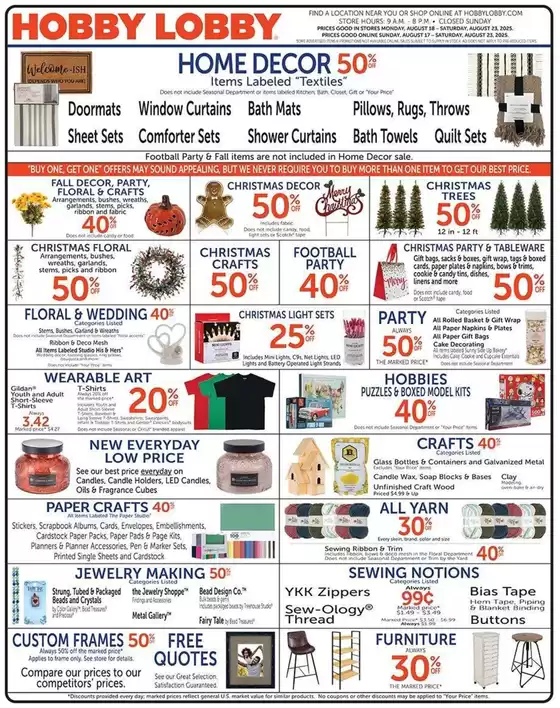 Hobby Lobby Weekly ad