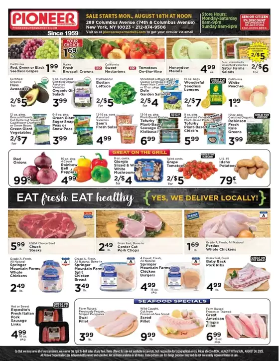 Pioneer Supermarkets catalogue in Duxbury MA | Pioneer Supermarkets weekly ad | 2025-08-18T00:00:00.000Z - 2025-08-24T00:00:00.000Z
