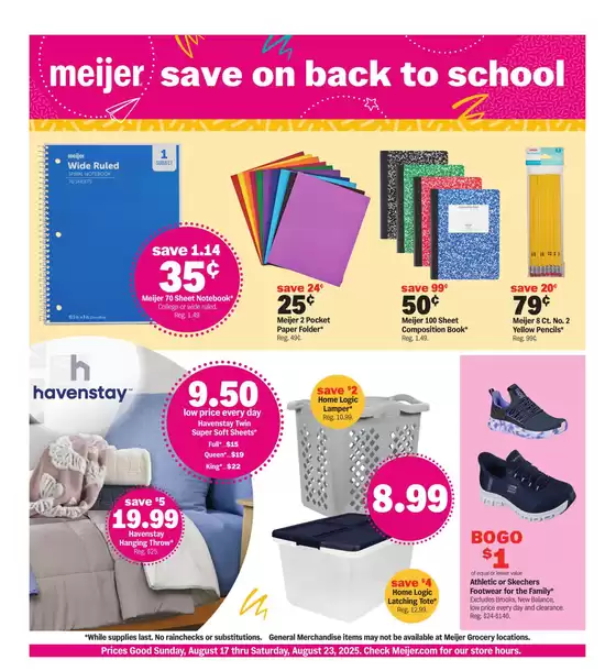 Meijer catalogue in Everett PA | back to class for less | 2025-08-17T00:00:00.000Z - 2025-08-23T00:00:00.000Z