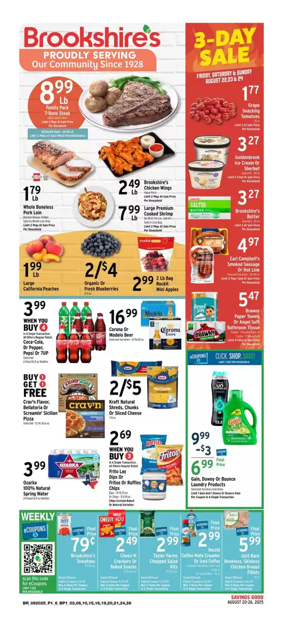 Brookshire's catalogue in Ludlow VT | Top deals and discounts | 2025-08-20T00:00:00.000Z - 2025-08-26T00:00:00.000Z