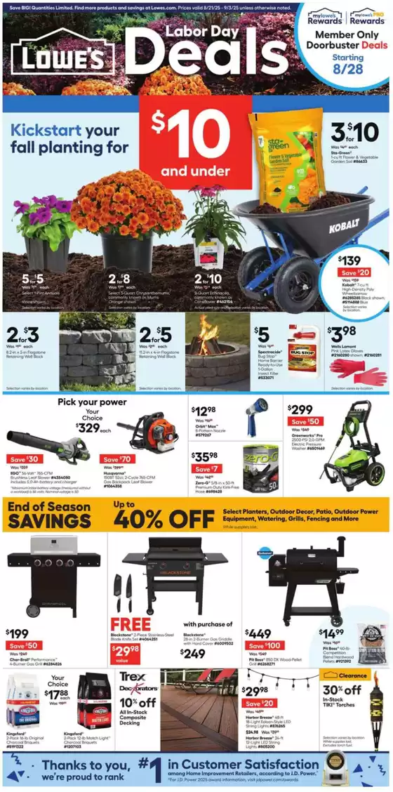 Lowe's catalogue in Evergreen Park IL | Top offers for smart savers | 2025-08-21T00:00:00.000Z - 2025-09-03T00:00:00.000Z