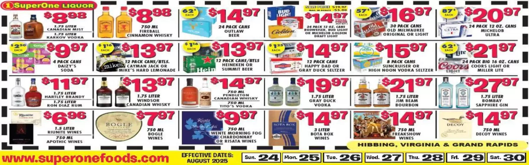 Super One Foods catalogue in Great Bend KS | Liquor Ad Savings | 2025-08-08T00:00:00.000Z - 2025-08-30T00:00:00.000Z