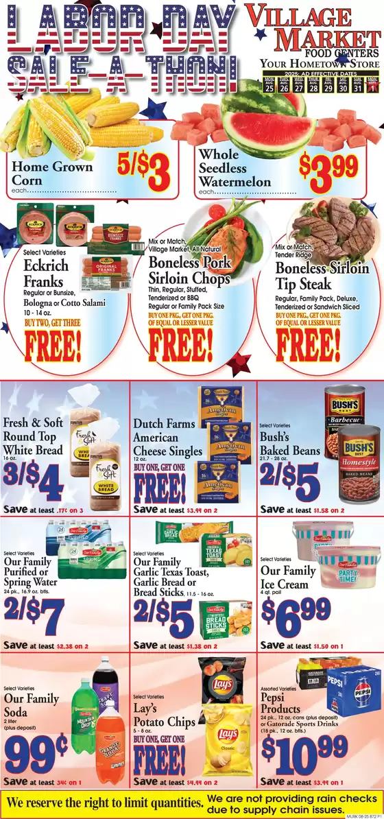 Village Market Food Centers catalogue in Liberal KS | Save now with our deals | 2025-08-25T00:00:00.000Z - 2025-09-01T00:00:00.000Z