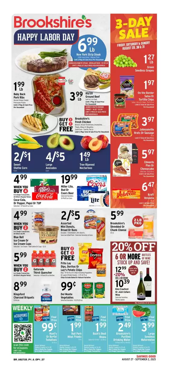 Brookshire's catalogue in Mesa AZ | Current special promotions | 2025-08-27T00:00:00.000Z - 2025-09-02T00:00:00.000Z