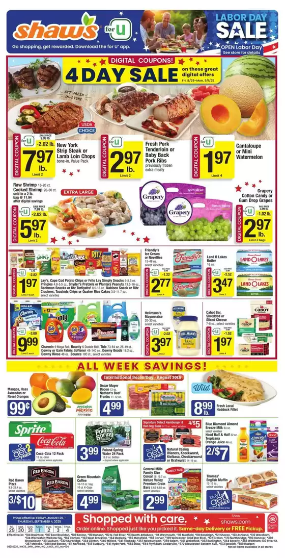 Shaw's catalogue in Rayville LA | Shaw's flyer | 2025-08-29T00:00:00.000Z - 2025-09-04T00:00:00.000Z