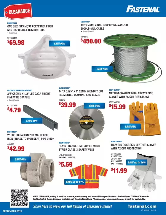 Fastenal September Clearance Flyer